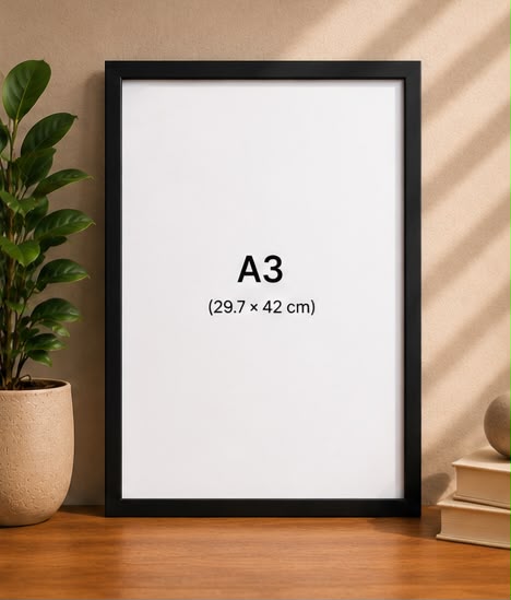 1/2 Inch A3 Black Photo Frame | Premium Wall Frame | Pixora